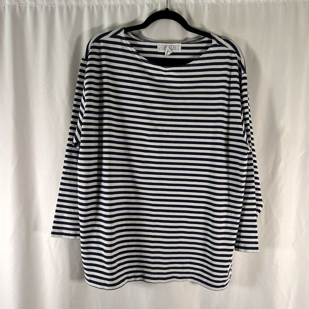 Victoria's Secret Country Quality Cottons Top Women's Large Blue White Striped